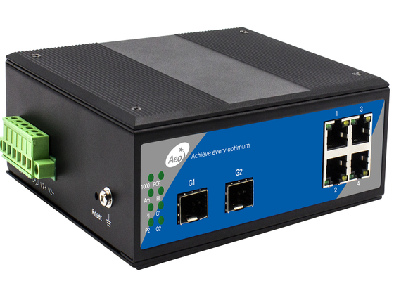 Commutateur contrôlé de fibre de Ring Loop SFP fentes de SFP de 2 gigabits + 4 ports de Gigabit Ethernet