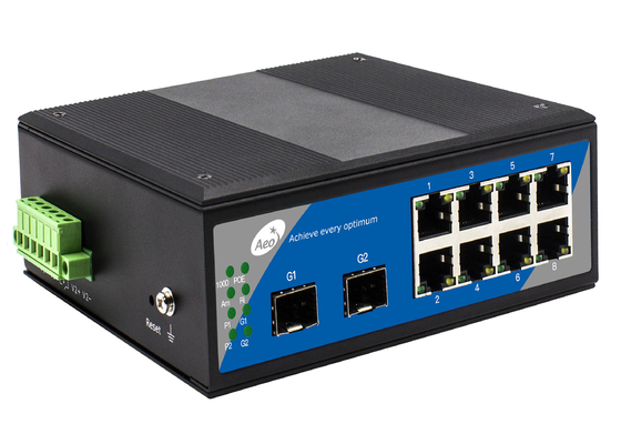 Commutateur contrôlé de POE de la fibre L2 avec l'Ethernet de 8 POE et 2 ports de SFP, commutateur sur rail de POE de vacarme