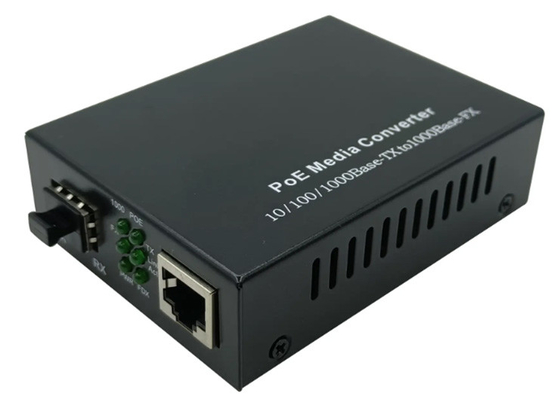 convertisseur de médias de fibre de 10/100/1000Mbps SFP POE avec 1 port de PoE et 1 fente de SFP