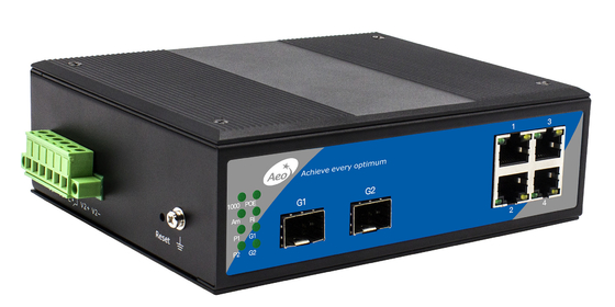 Commutateur industriel gauche de POE du gigabit 4 avec 2 SFP et 4 ports Ethernet