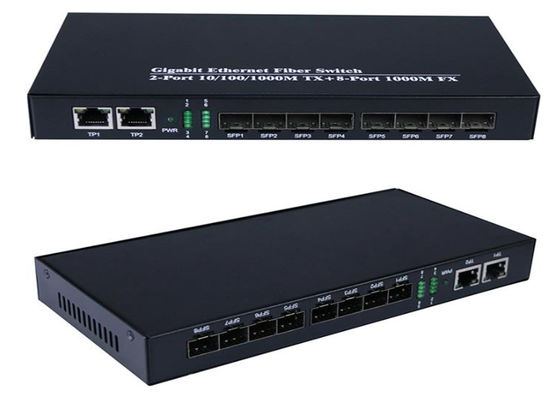 Commutateur à fibre Gigabit Ethernet 1,25 Gbps 8 ports à fibre SFP et 2 ports RJ45