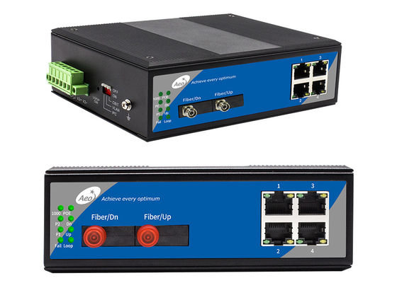 La fibre industrielle POE optique commutent 4 pleins gigabits gauches