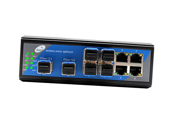 Ethernet SFP et 4 10/100Mbps de guide de rail de SFP de gigabit industriel du commutateur 2 et 4 ports de 10/100Mbps SFP