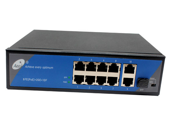 Commutateur fibre Ethernet IP40 Industrial 1 Gigabit SFP et 2 ports de liaison montante Gigabit et 8 ports POE 10/100M