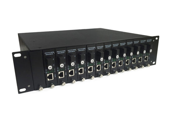 19" châssis de convertisseur de médias de bâti de support, 14 châssis de convertisseur de médias de fente