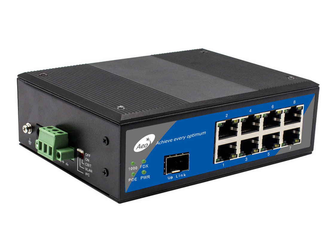 Commutateur Unmanaged de fibre de gigabit de vitesse automatique de négociation avec 1 fente de SFP et 8 ports Ethernet