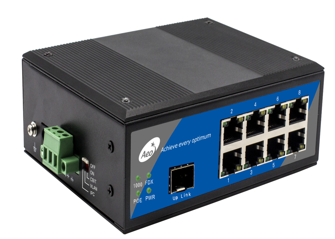 Commutateur Ethernet POE à port unique en fibre avec alimentation externe 8 ports