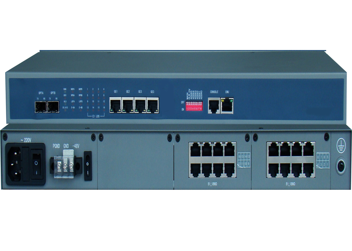 Convertisseur multimédia en fibre E1 avec 4 ports E1/8/16 et 4 ports Ethernet et 2 ports SFP