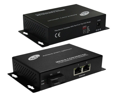 Convertisseur commercial de deux médias de port Ethernet, mode unitaire optique de convertisseur de médias de fibre