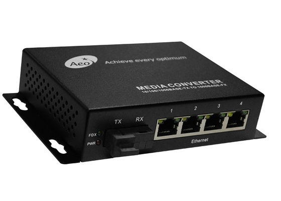 Convertisseur de média Ethernet POE 4 ports avec 1 port SC et 4 ports POE